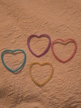 Pastel Heart Bangle Bracelet Set for Kids — Pink, Purple, Blue, Yellow